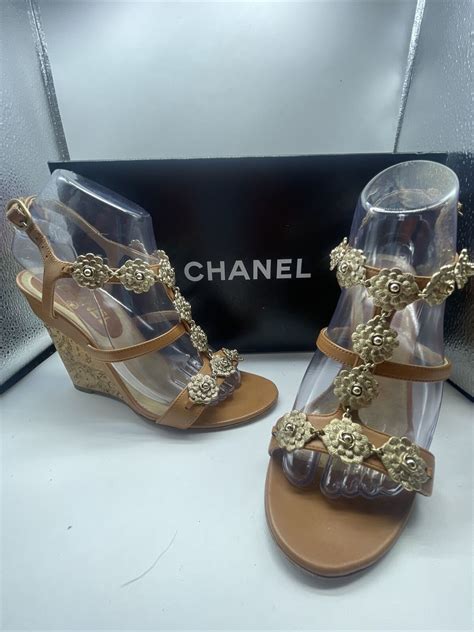 chanel camellia wedge|Chanel kid sandals.